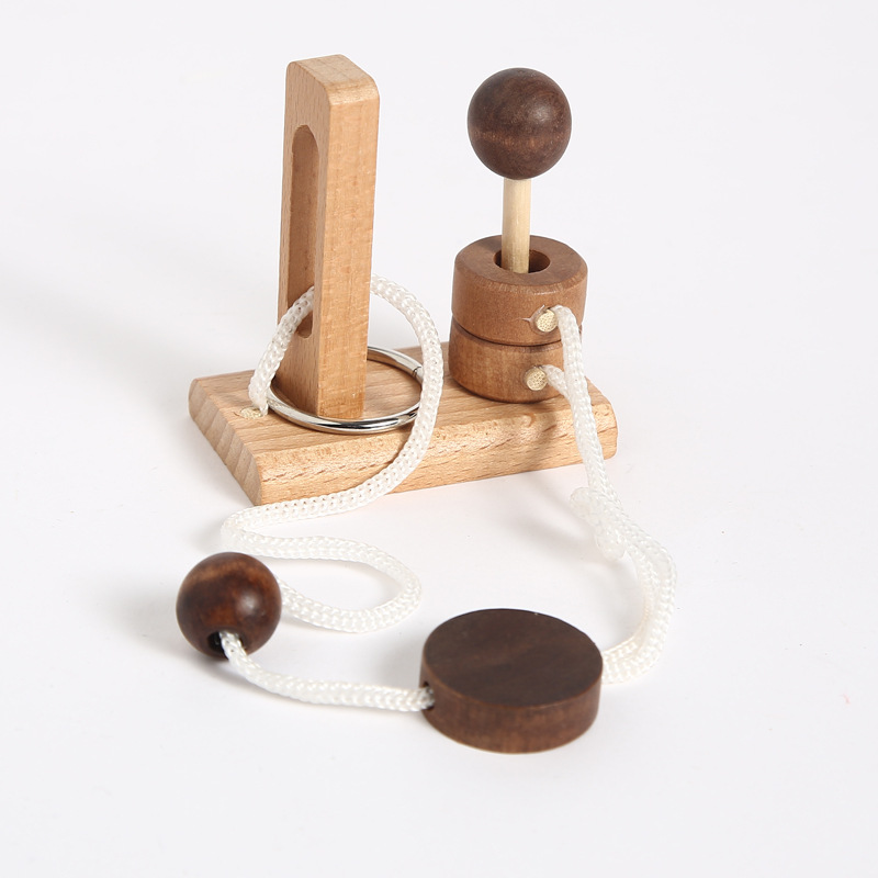 拓扑学玩具 木制玩具立柱解绳系列解环玩具 趣味孔明锁鲁班锁 步步惊