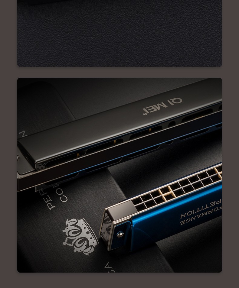 奇美黑霸王口琴24孔复音c调初学者重音口琴q8专业演奏级学生成人口琴