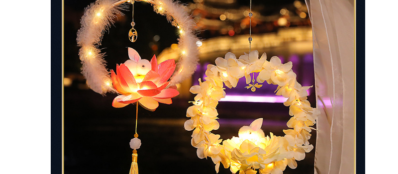 瑞普(reap) 中秋灯笼花灯古风兔子灯笼手工diy材料包儿童手提发光中秋