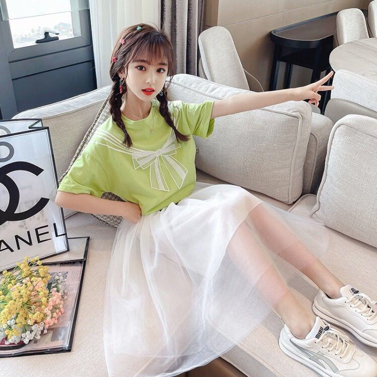 艾诺轮裙子女童夏季公主裙蓬蓬裙中大童女孩夏款裙薄款洋气中小学生