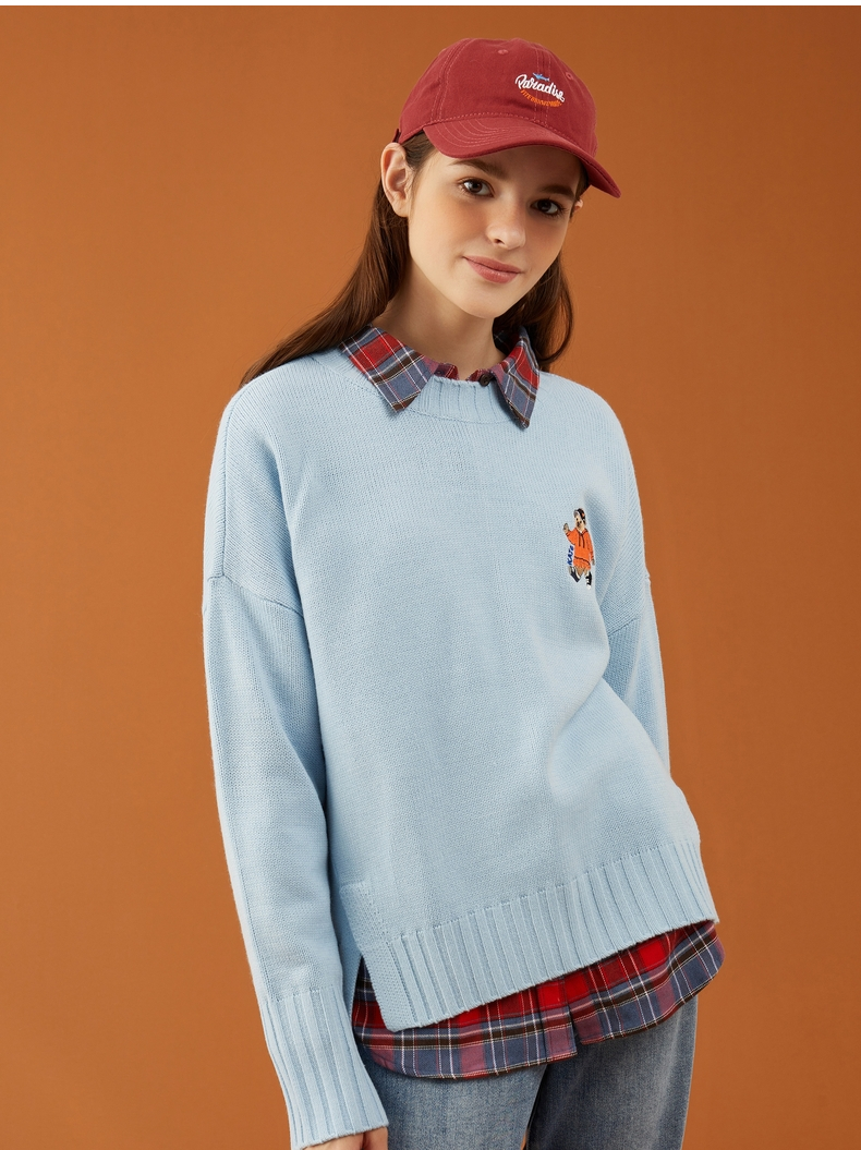 teenieweenie小熊圆领套头针织衫毛衣外穿宽松韩版显瘦女秋冬新品ttk