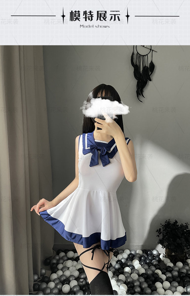 情绪内衣学生套装性感诱h女jk日系学院风角色扮演水手服开当免脱 蝴蝶