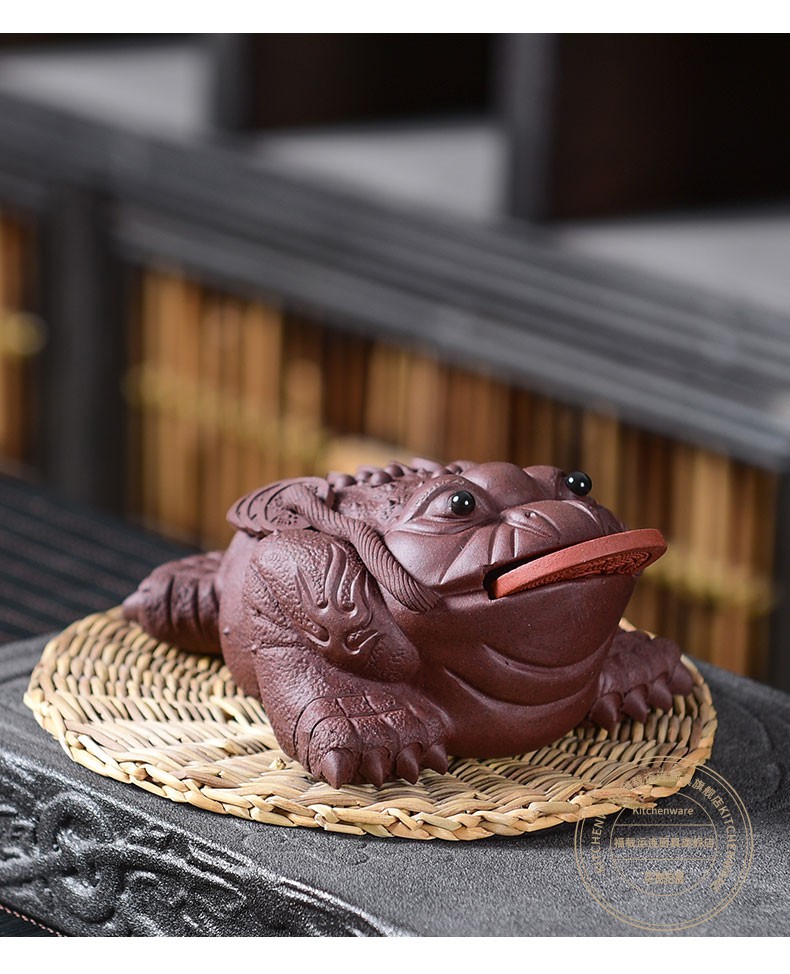 福载运连宜兴紫砂茶宠摆件可养金蟾茶玩茶桌蟾蜍手工茶具茶宠宜兴紫砂