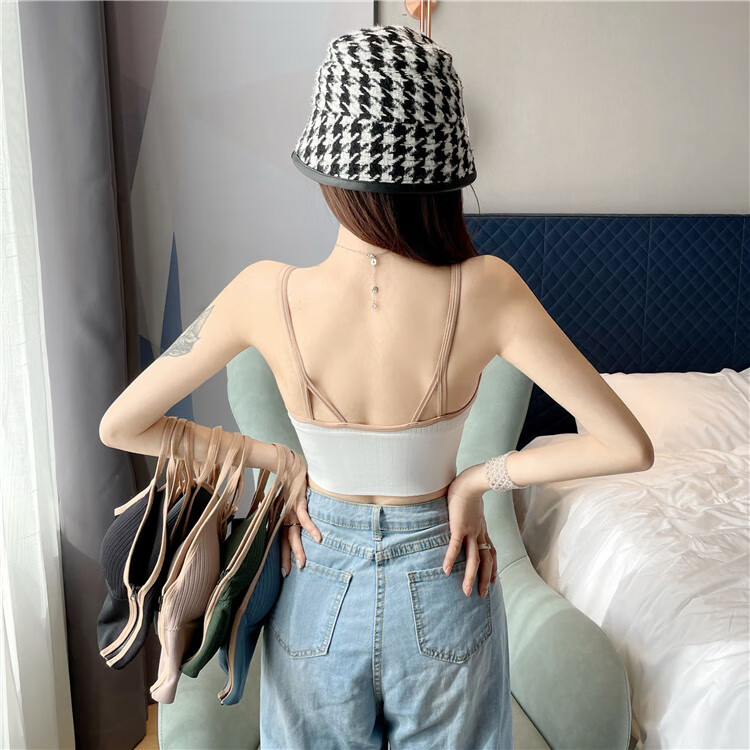 阙曦番内搭的吊袋美背吊带背心2022春夏心机性感v领裹胸抹胸打底上衣