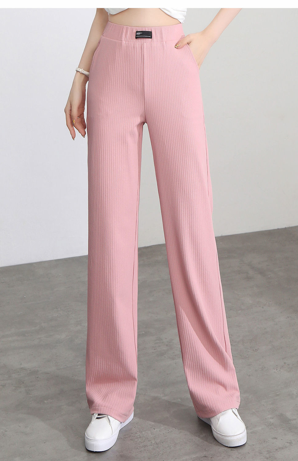 浪莎22年夏季新款阔腿裤女夏冰丝垂坠感高腰直筒宽松休闲凉凉长裤夏天