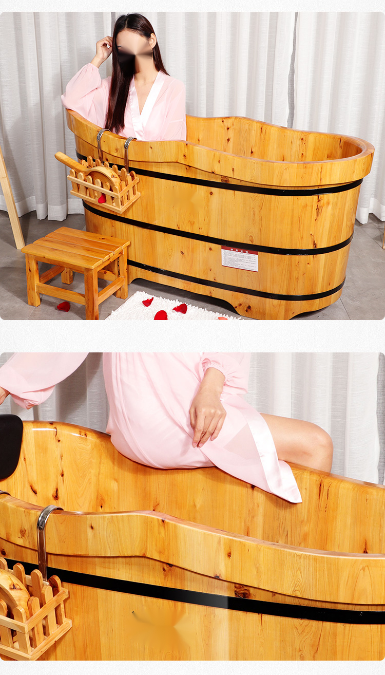 盼达山轻奢品牌轻奢品牌香柏木波浪型家用商用泡澡洗澡木桶沐浴桶大沐