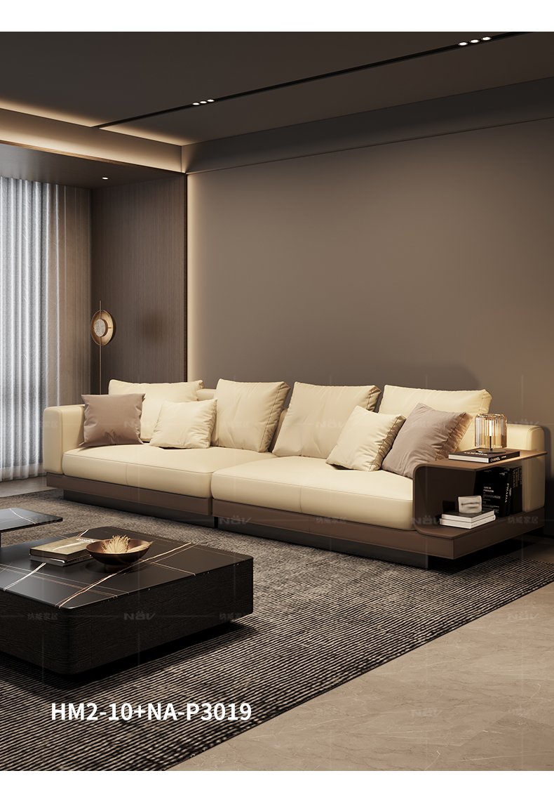 康纳利直排真皮沙发头层牛皮现代轻奢意式极简客厅高端纳帕皮 组合q2