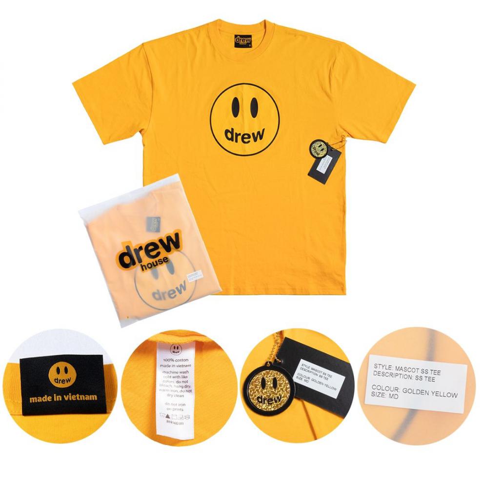 drew house短袖官方旗舰贾斯汀比伯男女情侣同款高街笑脸短袖t恤潮