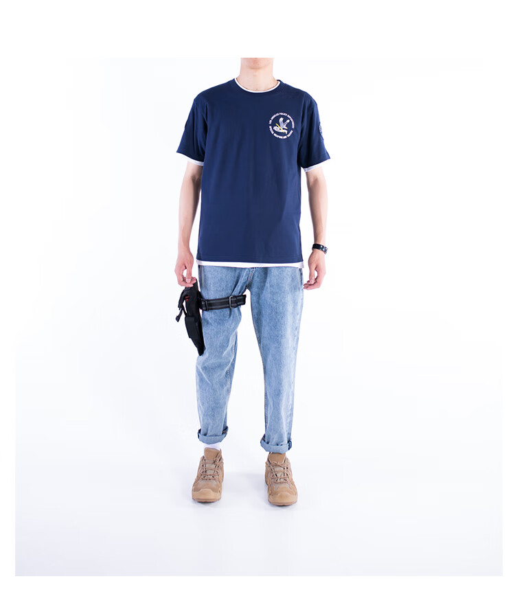 特殊战术小组swat短袖纯棉男士t恤宽松加大码半袖潮 lapd-深蓝色t恤