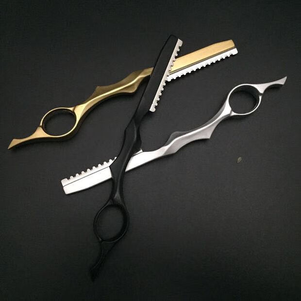 美发理发削刀家用金属削发刀头发打薄去薄削发器削发梳理发刀黑色带