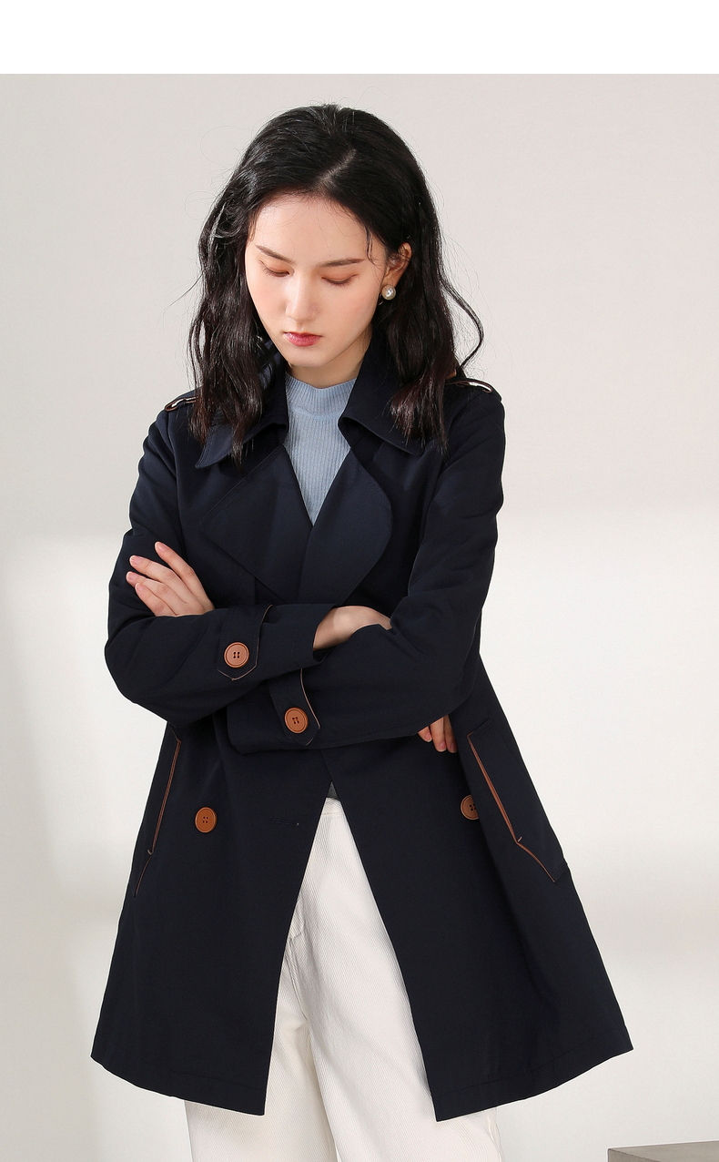 yifini易菲风衣女中长款2021年春新款大衣工装小个子女士外套2009f928