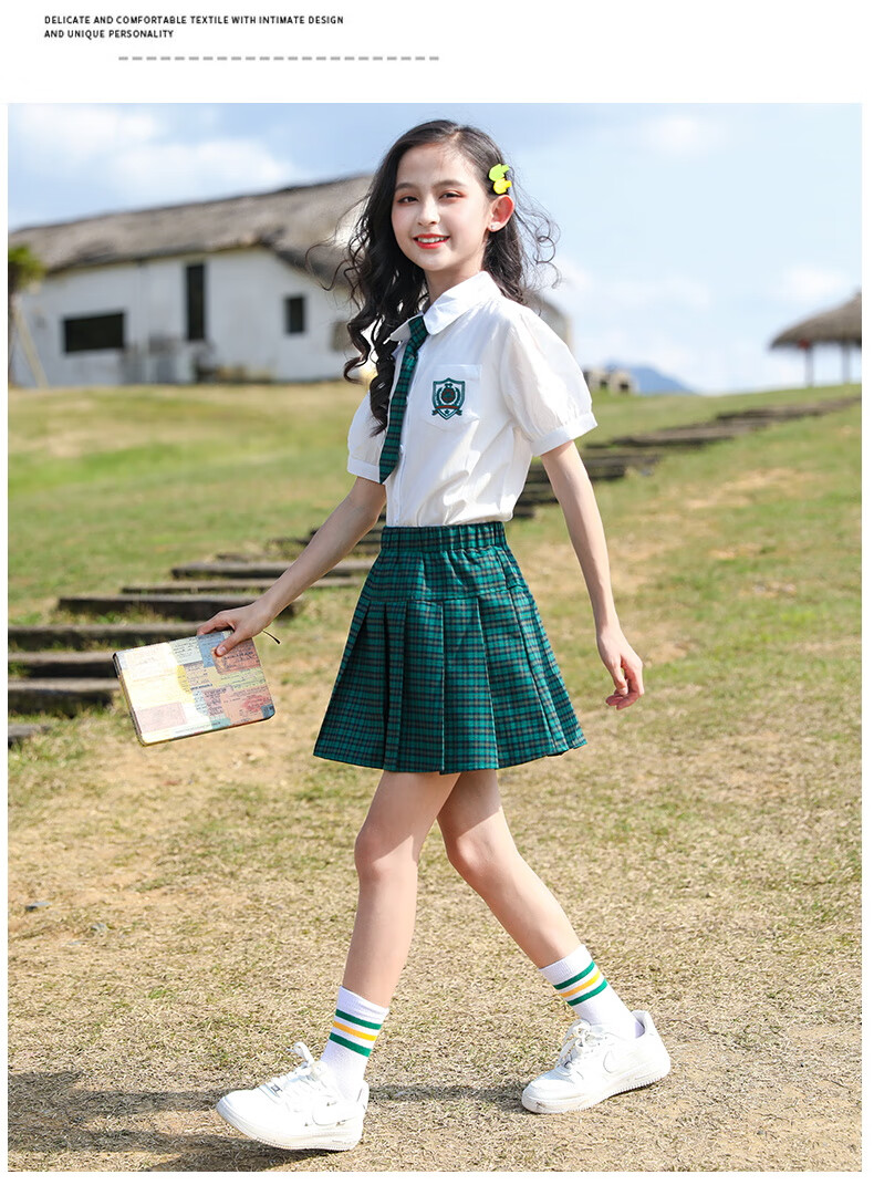 荷棠梦jk裙子儿童8女大童学院风套裙八岁女孩夏天裙子2022新款7岁学生
