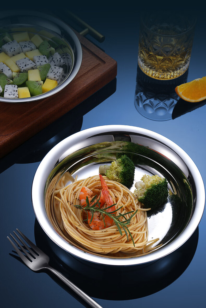 好厨夫304不锈钢盘子圆盘菜盘家用圆形铁盘浅盘小碟子餐盘托盘平盘配