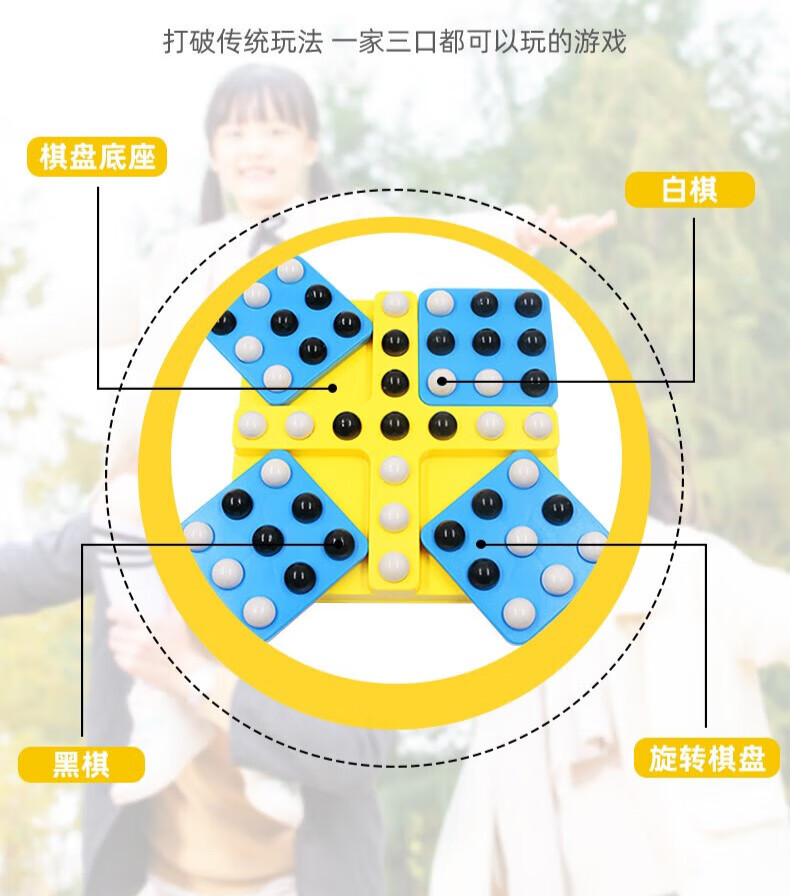 抖音同款旋转五子棋二人三人对战幼儿园子互动桌面游戏玩具 【三人