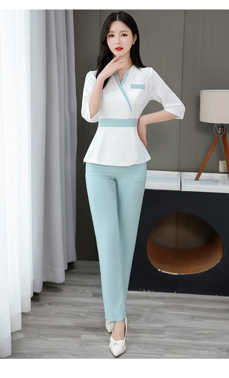 足浴技师工作服冬天秋冬款长袖美容院优雅女足疗养生馆桑拿服套装