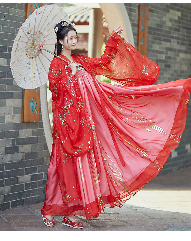 汉服女 古装正版仙鹤新款春秋款传统汉服女齐胸襦裙学生白色日常清新