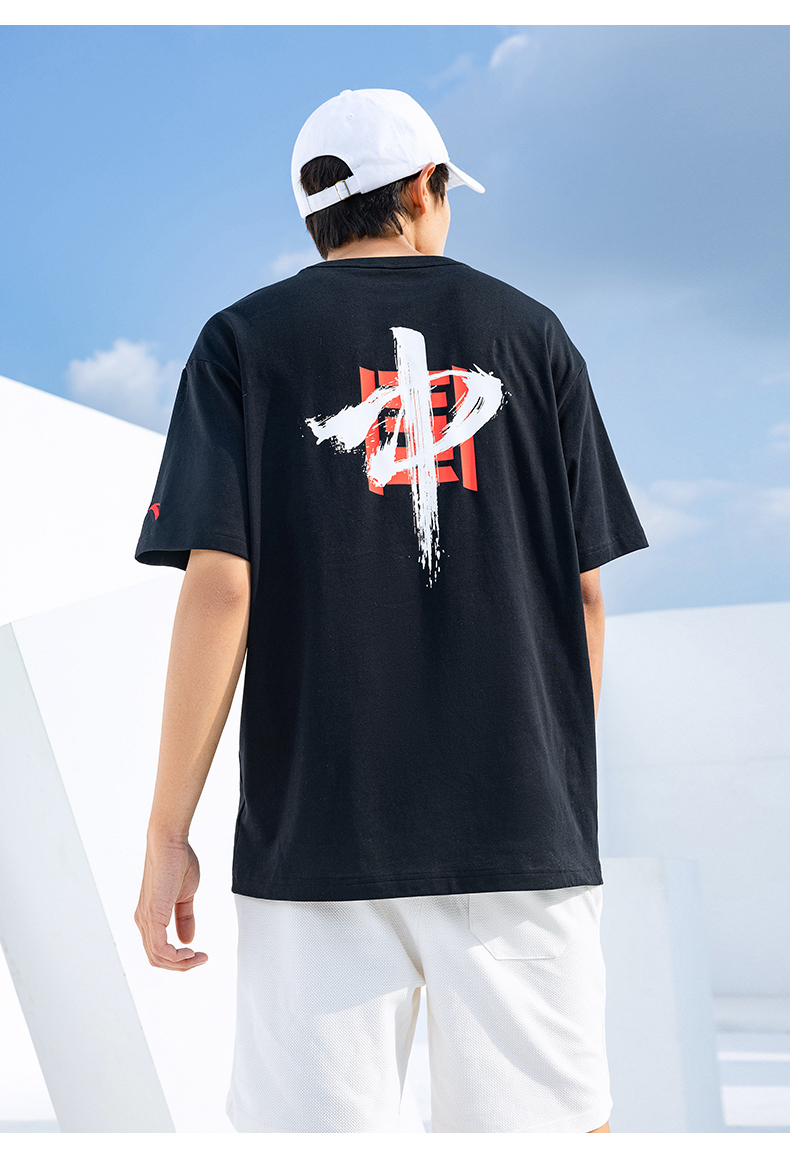 安踏中国短袖t恤男2022夏季新款国潮后背印花休闲运动上衣针织衫 ac