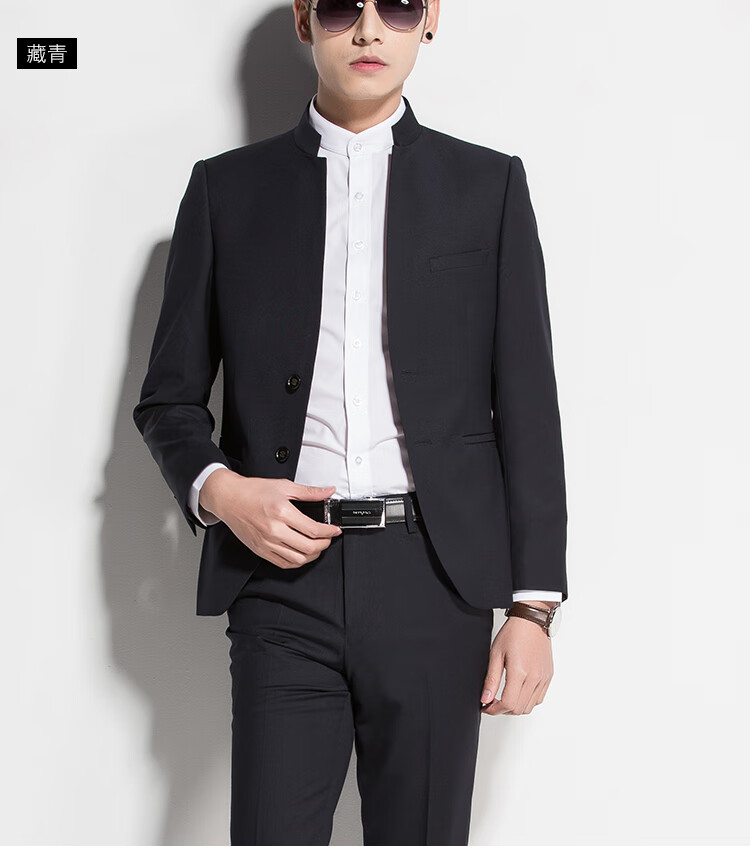 a222黑立领套装 上衣170裤子31【图片 价格 品牌 报价】-京东