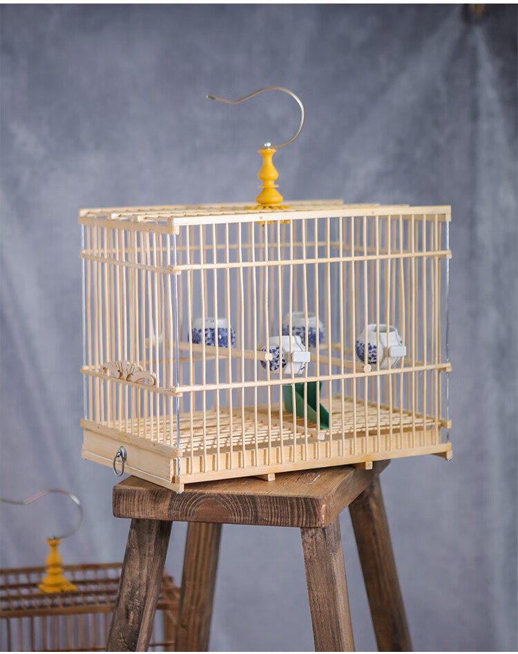 鸟笼贝子靛颏红子玉鸟鸟笼竹制鸟笼长方形鸟笼 紫竹长笼带配件价格1