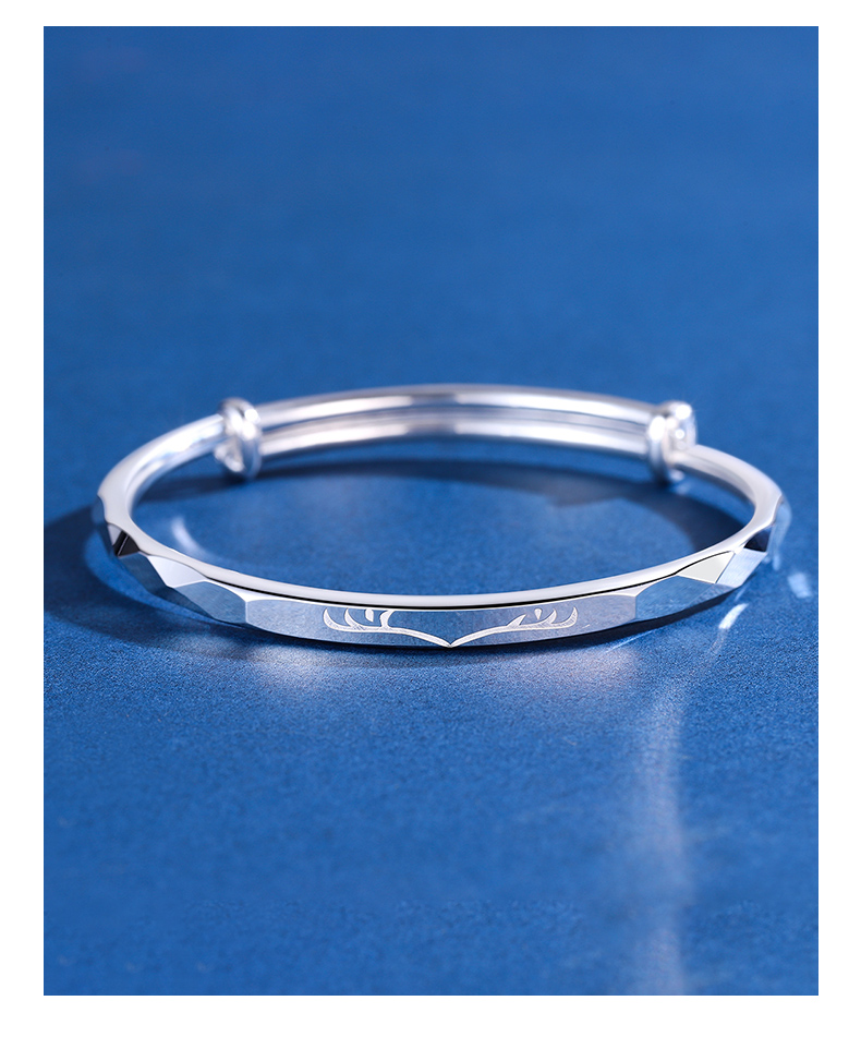 秋桑一鹿有你9999银手镯女ins小众设计年轻款足银镯子情侣饰品礼物