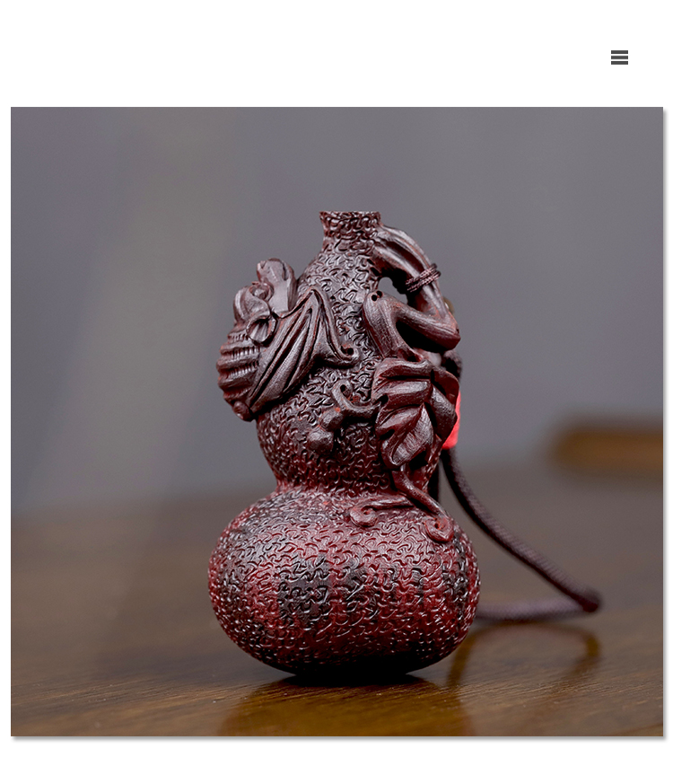 葫芦蝙蝠手把件印度小叶紫檀木雕福禄文玩把玩物件手玩把件男士