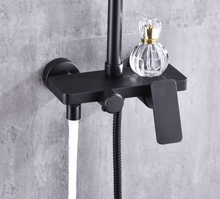 科勒(kohler) 淋浴花洒套装北欧酒店家用黑色方形恒温全铜淋雨沐浴器