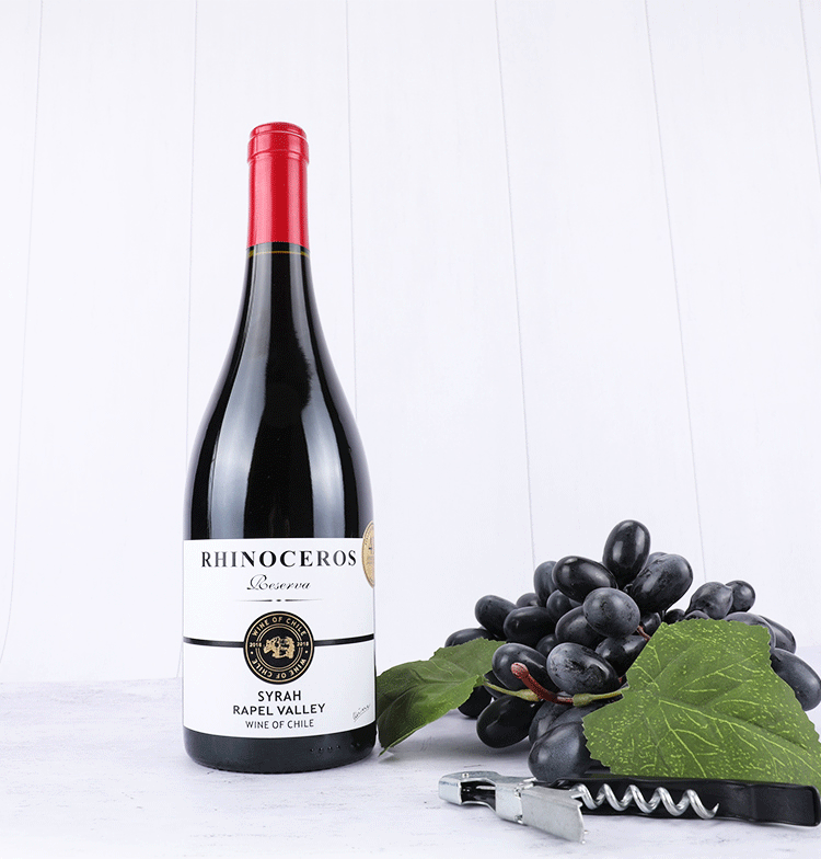 智利中央山谷产区原瓶进口红酒犀牛珍藏reserve级西拉syrah干红葡萄酒