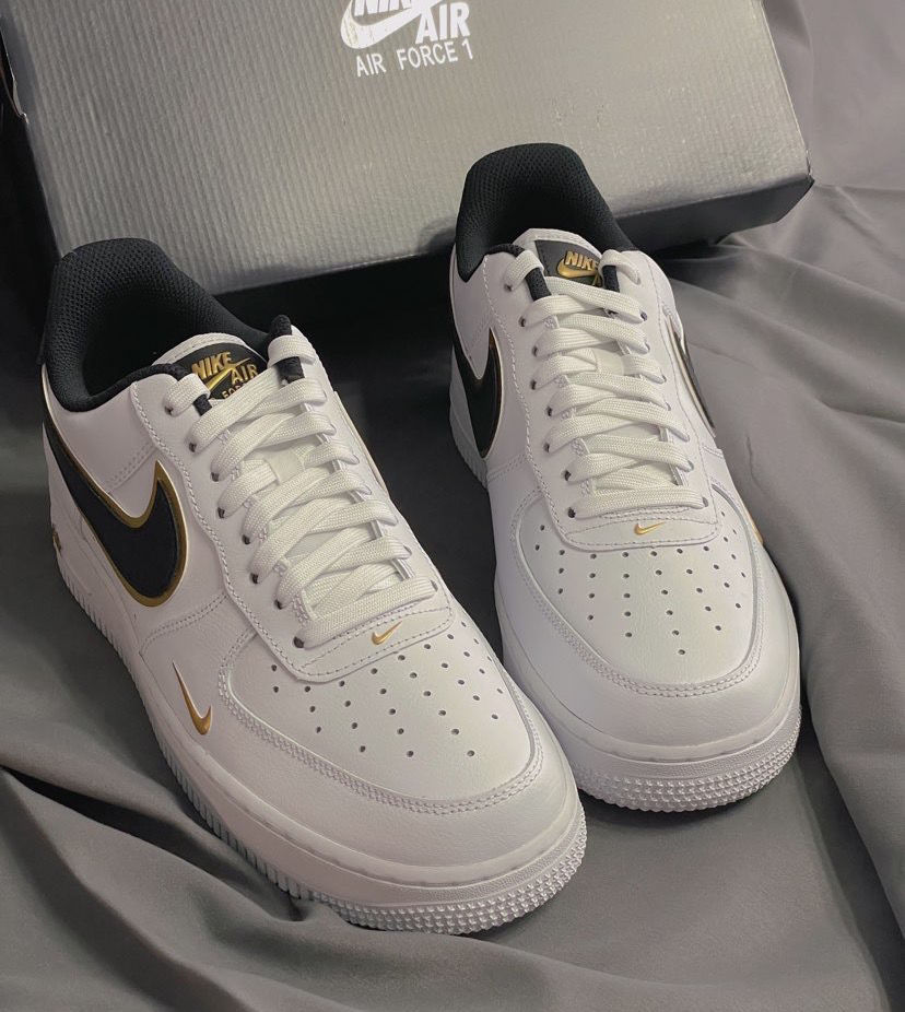 1空军一号黑白金迷你小金钩af1白灰白红板鞋cz0270-10 白黑 36【图片