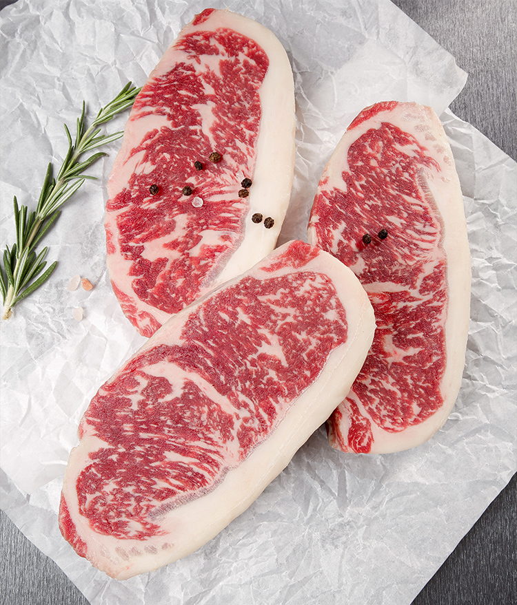 安格斯谷饲西冷牛排 整切牛排m2雪花牛肉1000g 悦君心 定制厚度装3-4