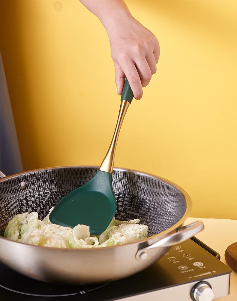 不粘锅软硅胶铲炒菜铲子家用不锈钢厨具护锅锅铲全套装 升级款硅胶煎