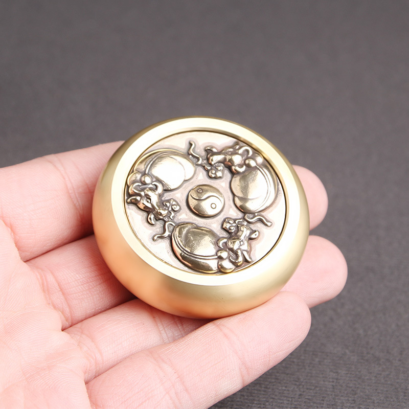 江勇牛转乾坤纯铜指尖陀螺铜钱转钱手把件成人减压神器edc手指陀螺