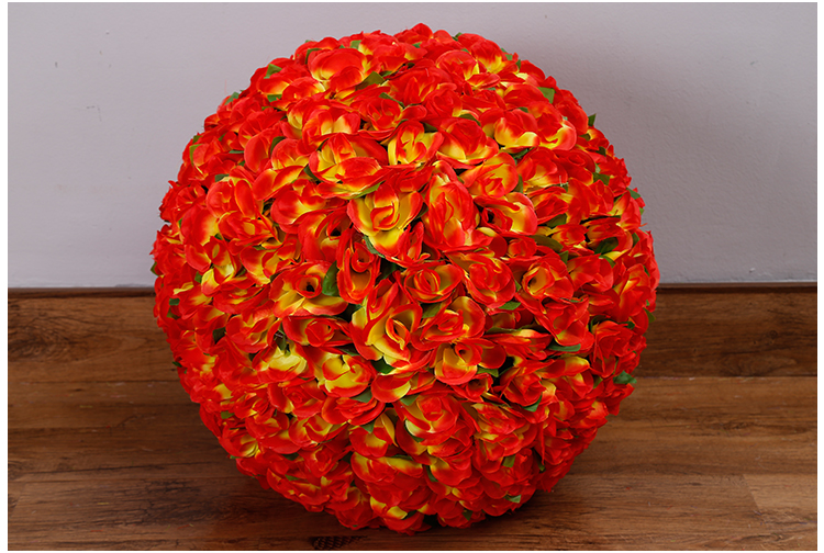 仿真花球加密玫瑰花球 婚庆绢花装饰商场塑料花球挂饰 17厘米