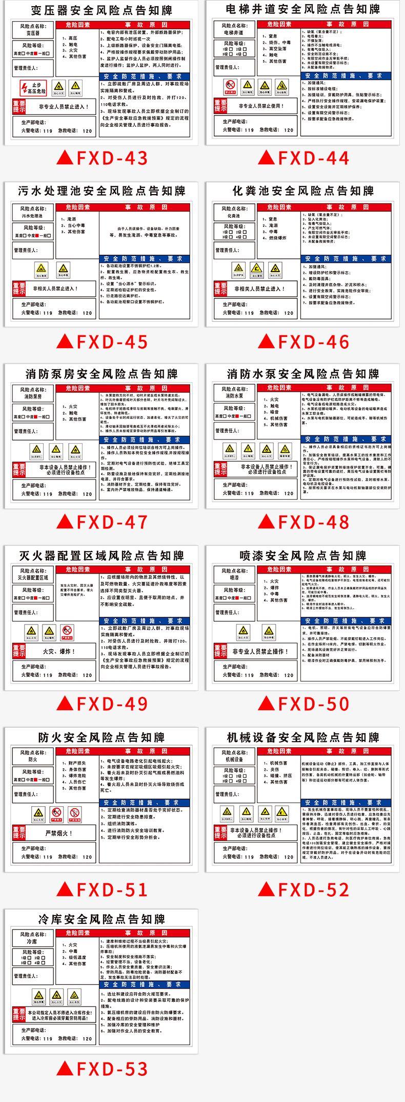 安全風險點告知牌 崗位風險點告知卡配電房配電室工廠車間倉庫空壓機