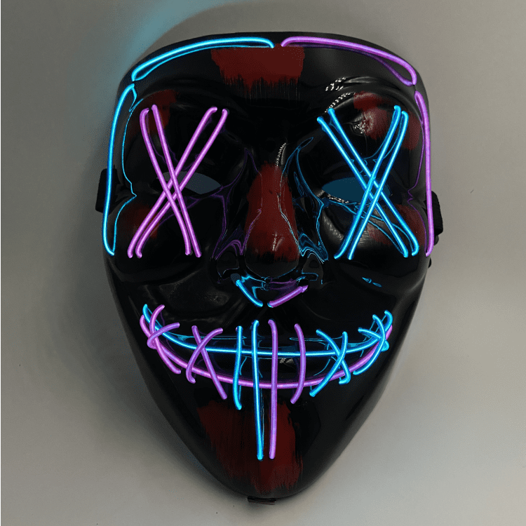 赛博朋克面具led万圣节发光小丑赛博朋克全脸狐狸面罩舞会酒吧蹦迪