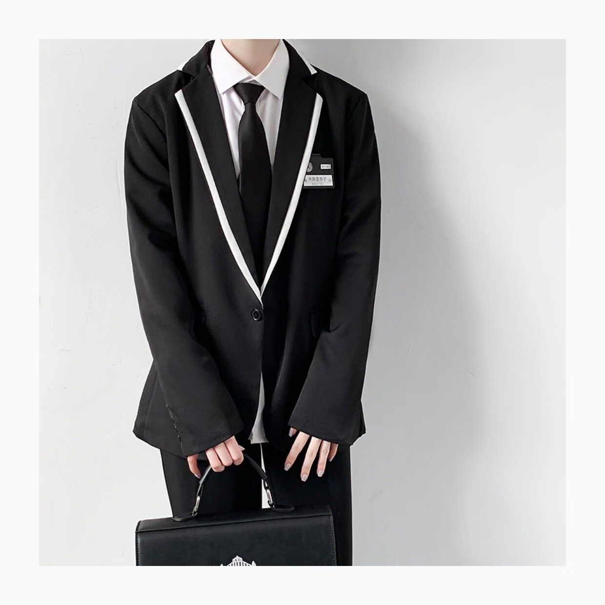 jk制服套装秋冬日系学院风本佐中黑色西装外套男子dk西服三件套装