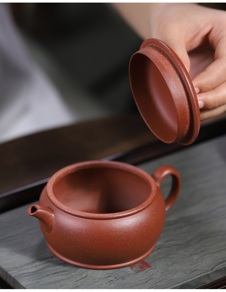 宜砂匠心 紫砂壶宜兴工堂直发方标半手工茶壶原矿红降坡泥大口实用泡
