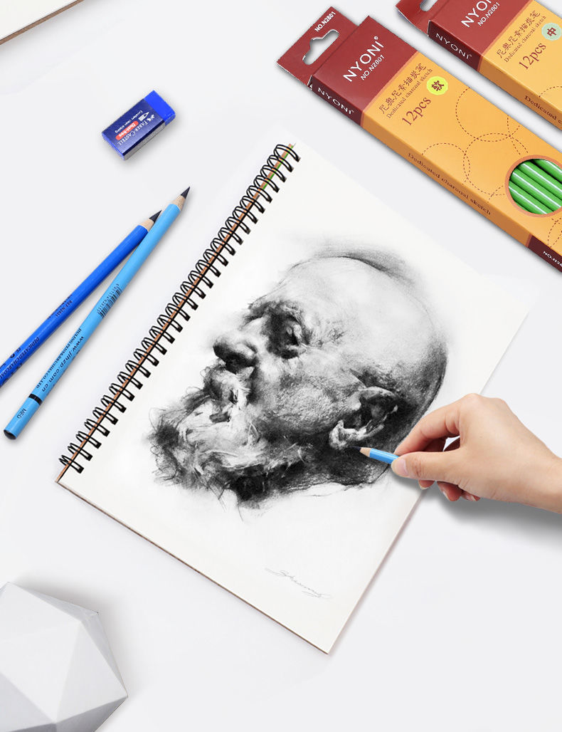 碳笔素描炭笔美术生专用软性炭笔套装画画工具套装初学者软中硬z