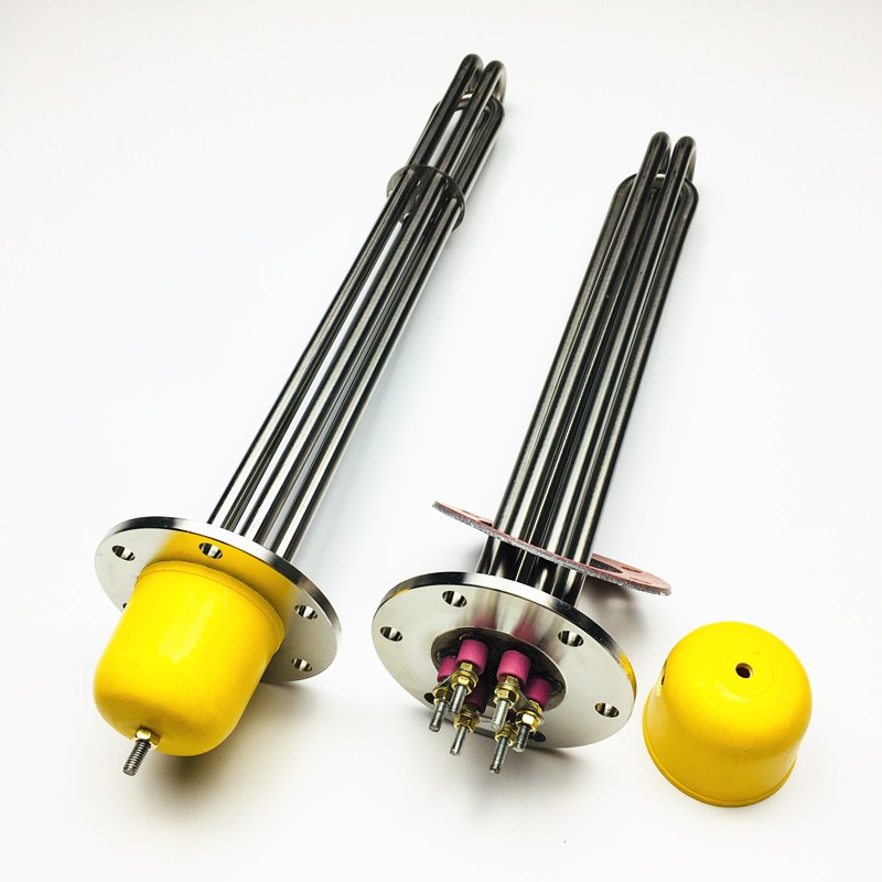 水箱加热棒反应釜加热器不锈钢115mm法兰380v大功率黎庭9kw管长420mm