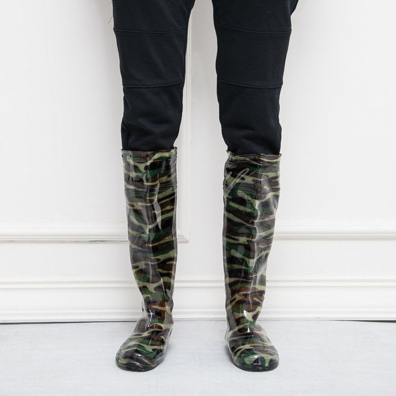 插秧雨鞋高筒雨靴过膝下水裤加长软胶鞋过膝水田农田水靴水鞋男女迷彩