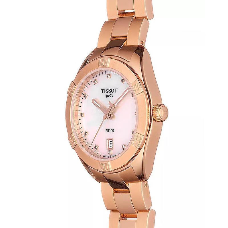 天梭(tissot)瑞士手表 新品天梭女表 pr100系列钢带防水知性时尚女士