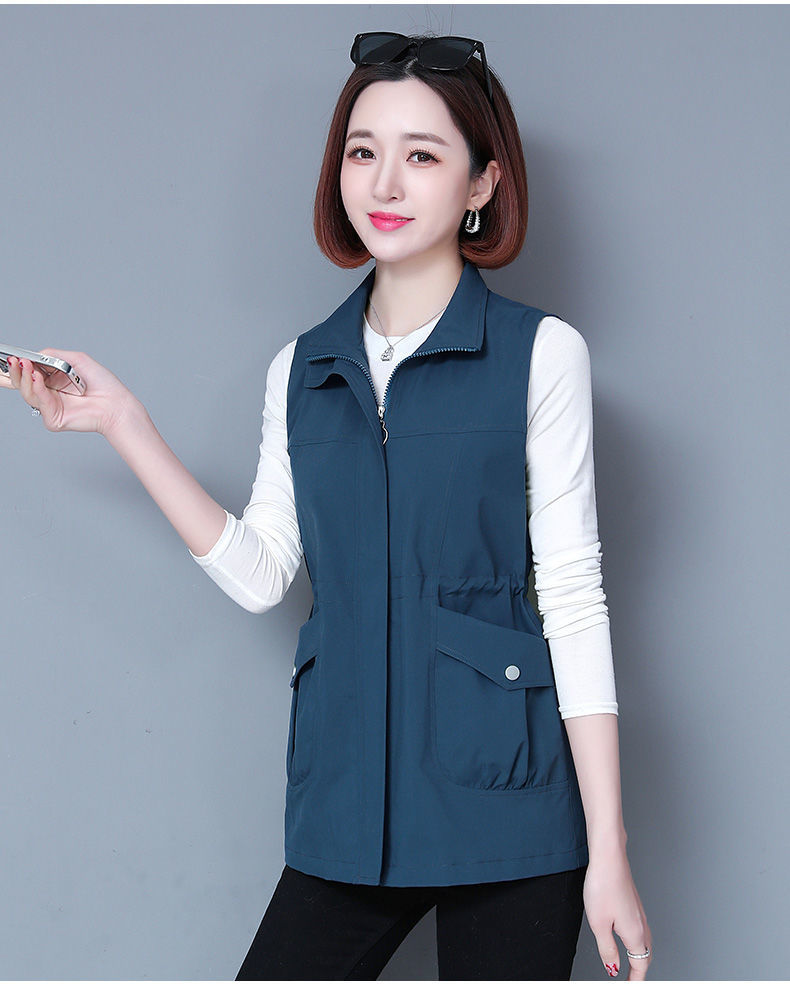 知特zhite夏天穿的无袖薄款马甲女士透气开衫马夹小背心中长款马甲