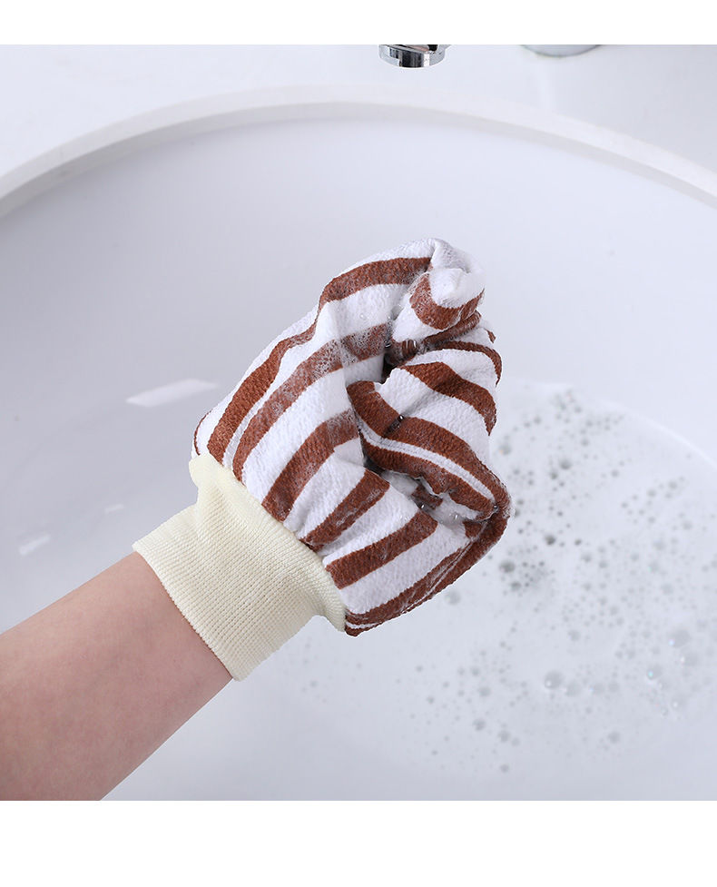 纳合 条纹束口搓澡巾洗澡手套去污按摩免搓沐浴手套搓 随机色3个装