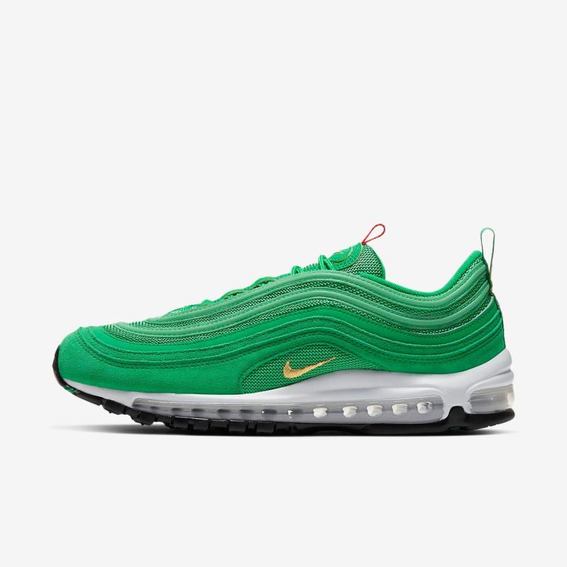 耐克nikeairmax97跑步鞋子弹头运动鞋男鞋ci3708greenwhiteblackgold