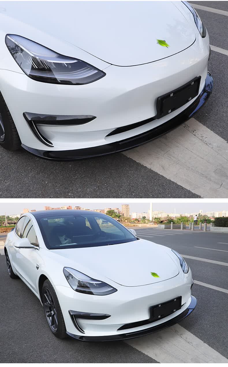 适用于特斯拉model3前铲运动前唇改装前小包围保险防撞杠装饰配件