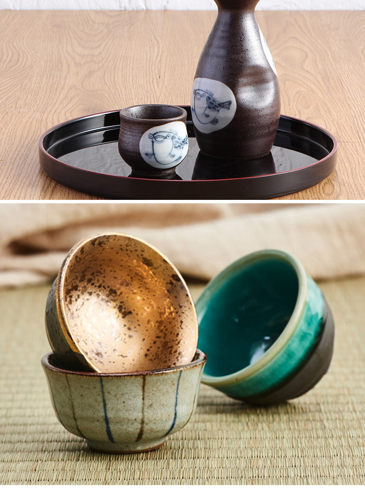 可可屋日本进口美浓烧陶瓷手作日式清酒壶酒杯白酒壶酒杯烧酒杯河豚