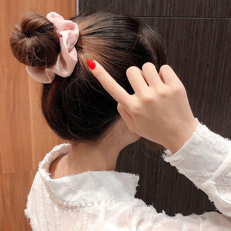 韩国网红ins风发圈大肠圈法式丝绸缎绑头发的皮筋扎头发头绳头饰3粉色