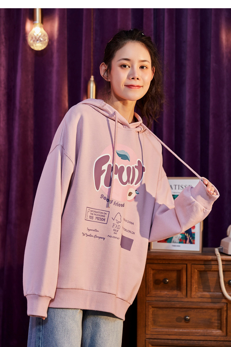 唐狮2020春新款女卫衣印花 雾霾粉/无绒款 l