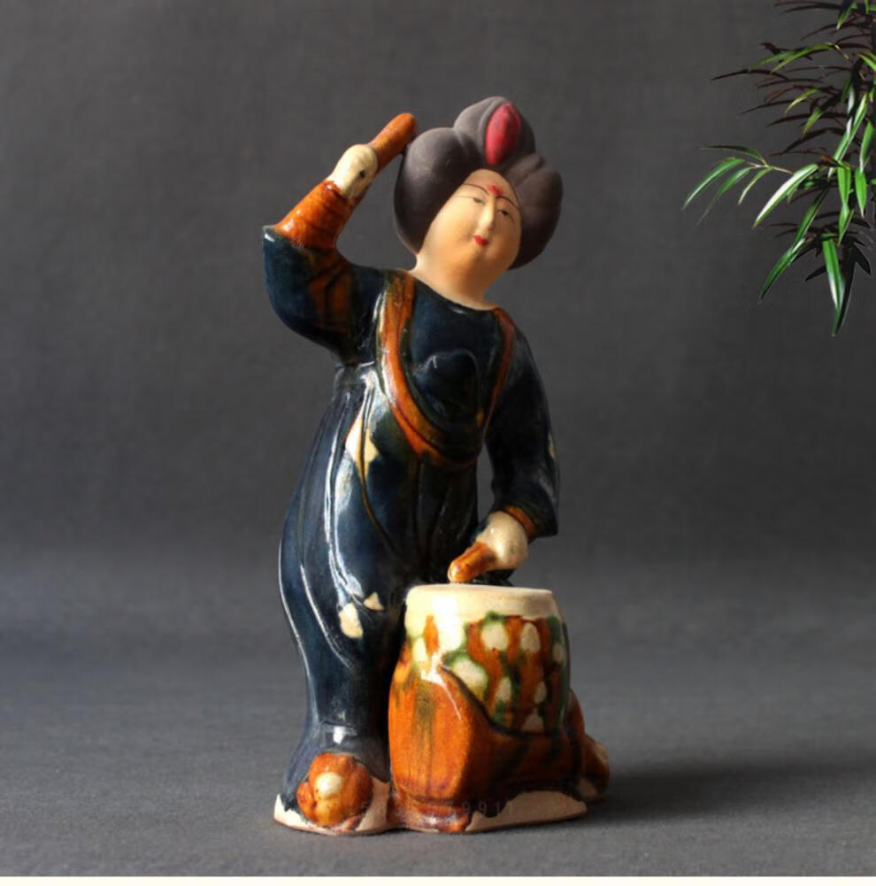 乔普罗(qpl) 唐三彩仕女 仿古仕女陶瓷摆件乐器俑女俑唐俑彩居摆设