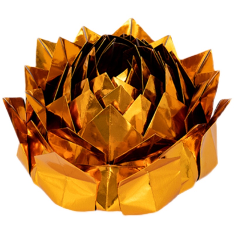 纯手工九品莲花金莲花 彩莲花银莲花元宝纸七彩纸22厘米成品发货 5朵