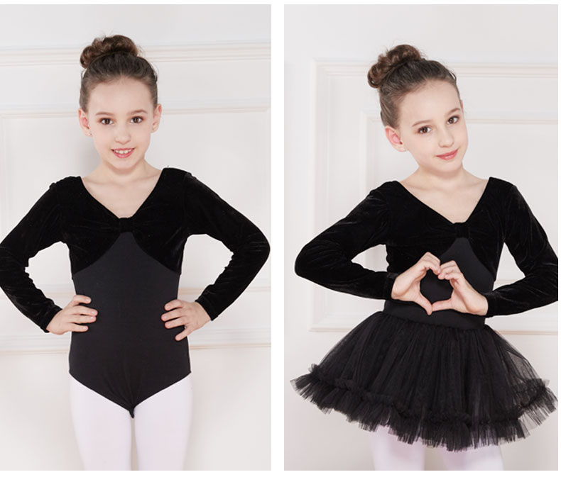 杰希洛(jiexiluo)儿童舞蹈服女芭蕾舞服长袖体操服女童连体练功服中国